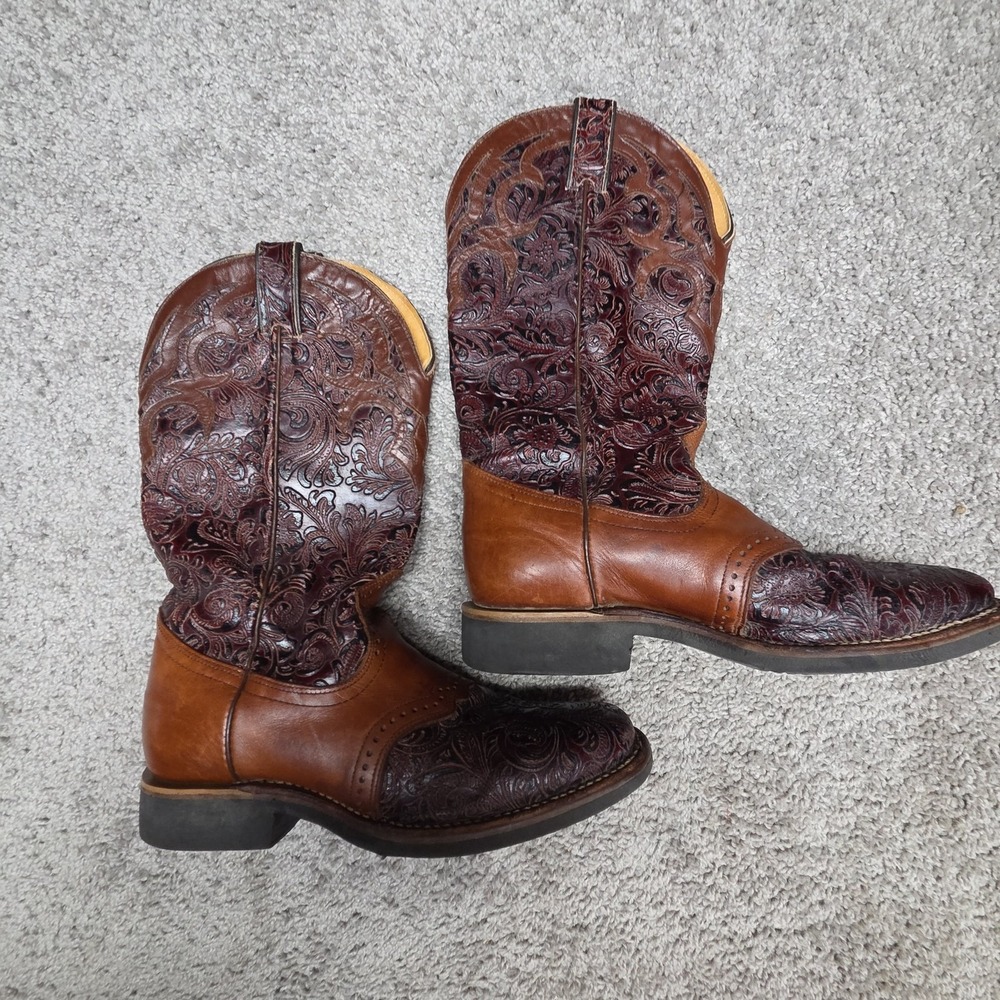 Boulet Cowboy Boots Womens 8.5 Brown Leather Coastal Cowgirl Western Canada - Picture 6 of 12